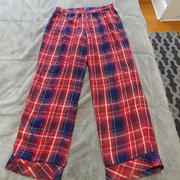 blue plaid pajama pants